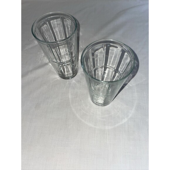 Pasabahce Pair of Two Glass Tumblers Size 3.25x6 Windowpane Block 16 Oz EUC - Picture 12 of 12
